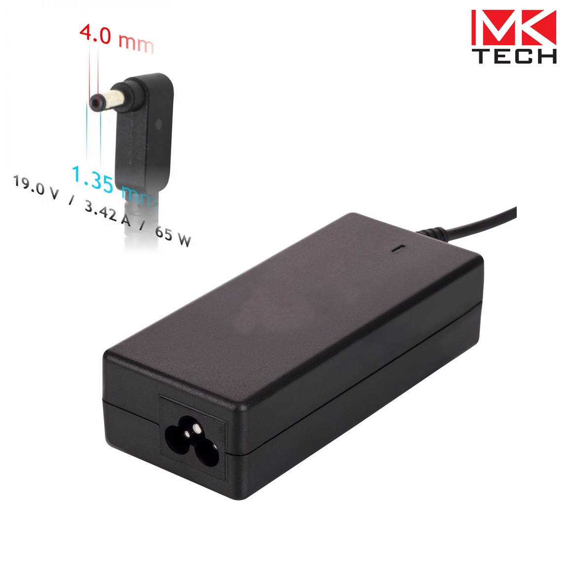 Зарядно 4.0x1.35mm 19V 65W 3.42A  Asus, Acer