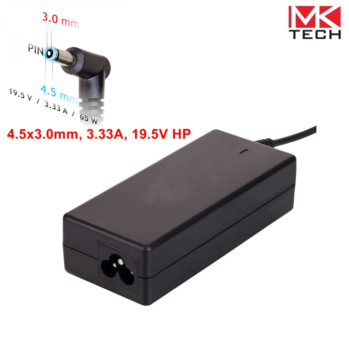 Зарядно 4.5x3.0mm, HP, 19.5V 65W 3.33A