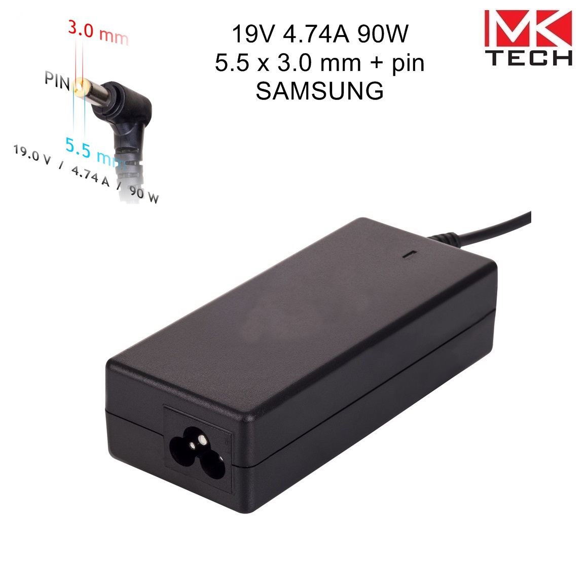 Зарядно 5.5x3.0mm, 19V 90W 4.74A SAMSUNG