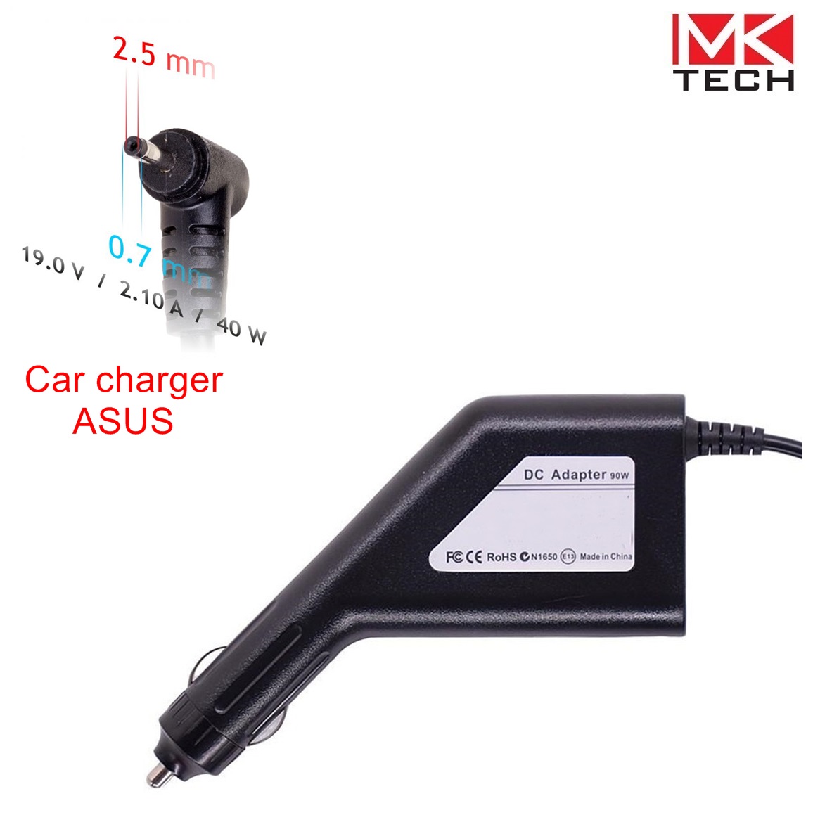 Зарядно за кола 2.5 x 0.7 mm 19V 40W 2.1A ASUS