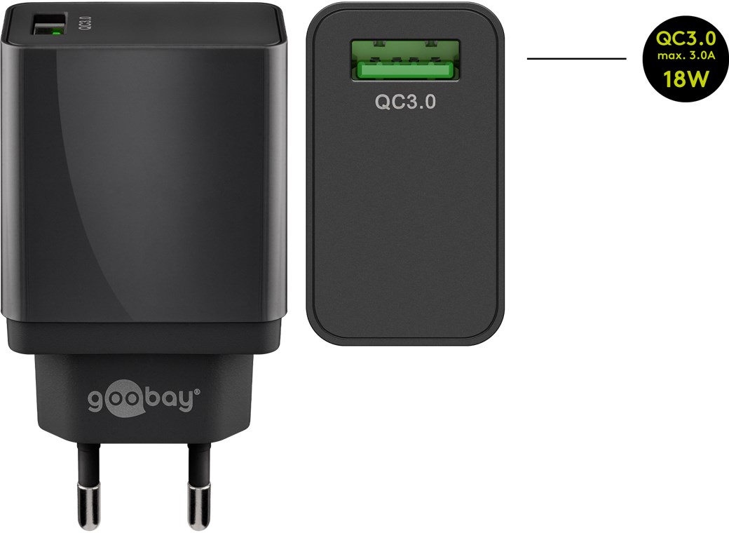 Зарядно за мрежа Goobay QC3.0 (18W) 1xUSB 3А